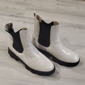 Fashion to Figure Cream and Black Combat Boots